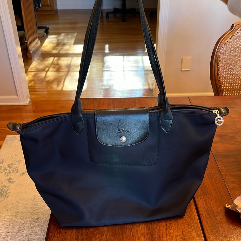 Black Longchamp Large Nylon Tote Bag